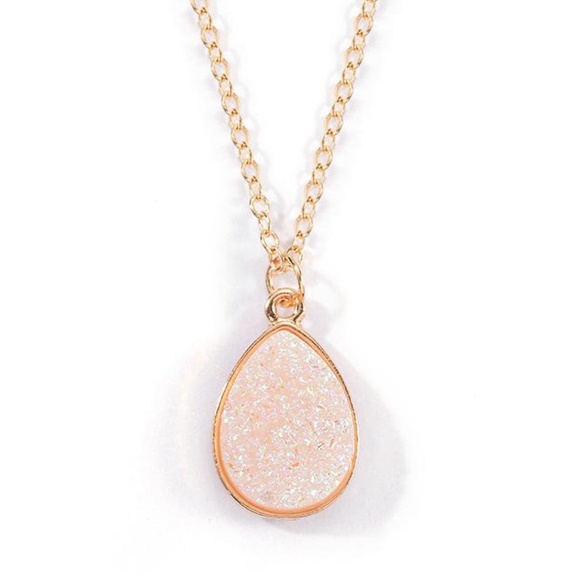 Jewelry - White Teardrop Druzy Necklace